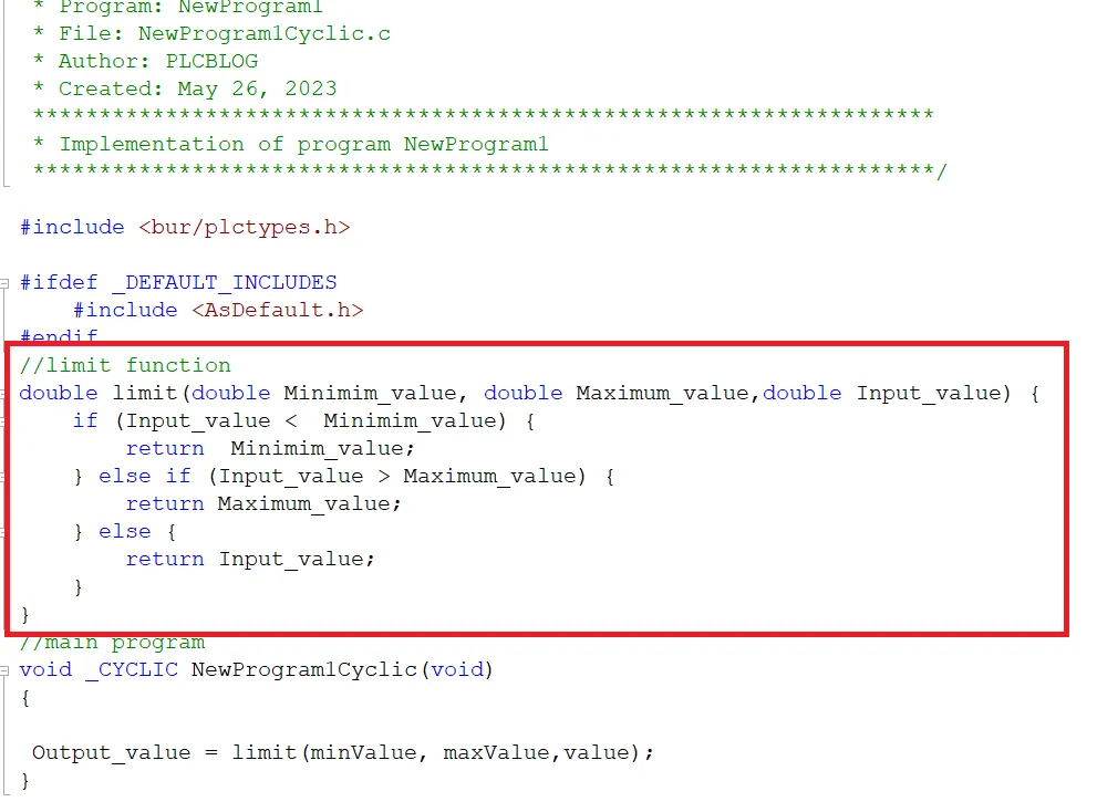 create a limit function in ANSI C